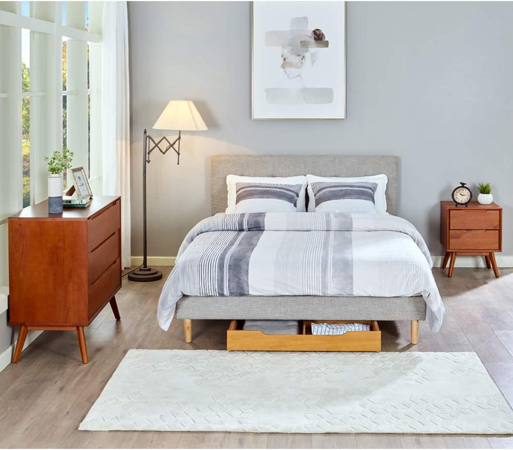 MUSEHOMEINC Solid Wood Under Bed Storage Drawer with 4Wheels for