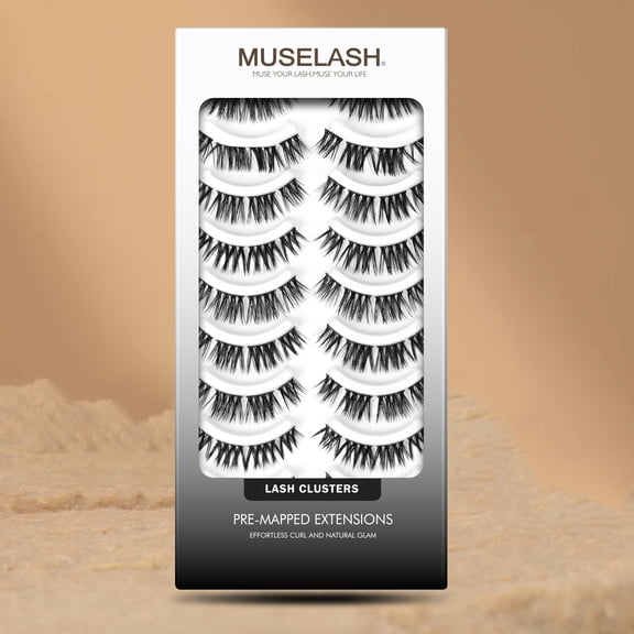 MUSELASH BLACKOUT VOLUME Pre-Mapped Lash Clusters, False Eyelashes, 80pcs Full Fluffy Volume Lashes, Bold Dramatic Eye Makeup, Layered Wispy Lash Design