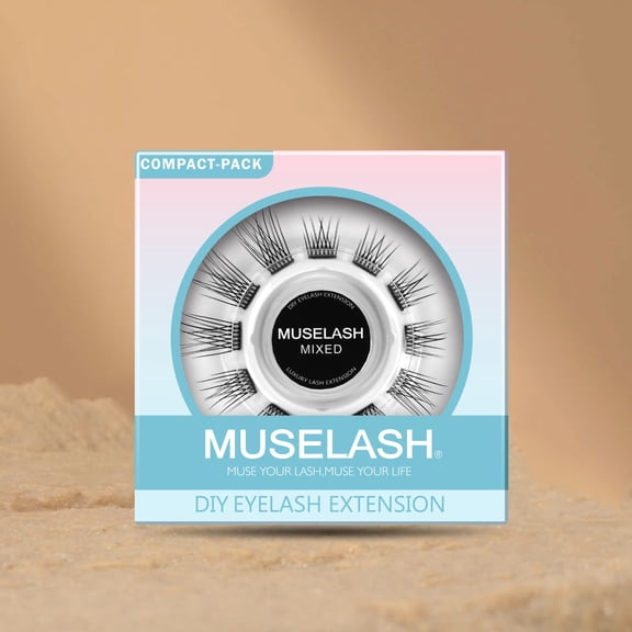 MUSELASH Cluster Lashes, Natural Flutter DIY Lash Extensions, Lightweight Natural-Looking False Eyelashes, 12PCS Compact Pack