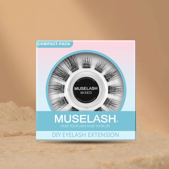 MUSELASH Cluster Lashes, Soft Wispy DIY Lash Extensions, Natural-Looking False Eyelashes, 12PCS Compact Pack
