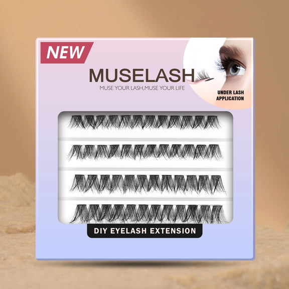 MUSELASH DOUBLE WHISPER Lash Clusters, Wispy Double-Layer False Eyelashes, Soft Fluffy Volume Lashes with Layered Texture, Natural to Glamorous Eye Makeup, Single Box