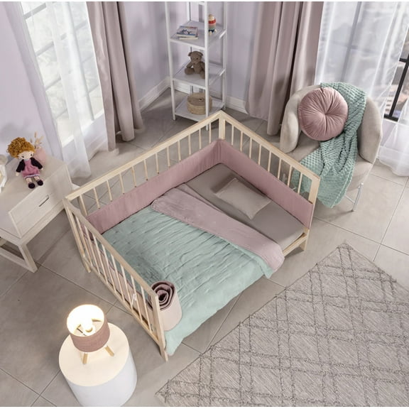 MUSELIANA MINT AND PURPLE COLOR BABY GIRLS REVERSIBLE CRIB BEDDING NURSERY 1 PCS 100% COTTON MADE IN MEXICO