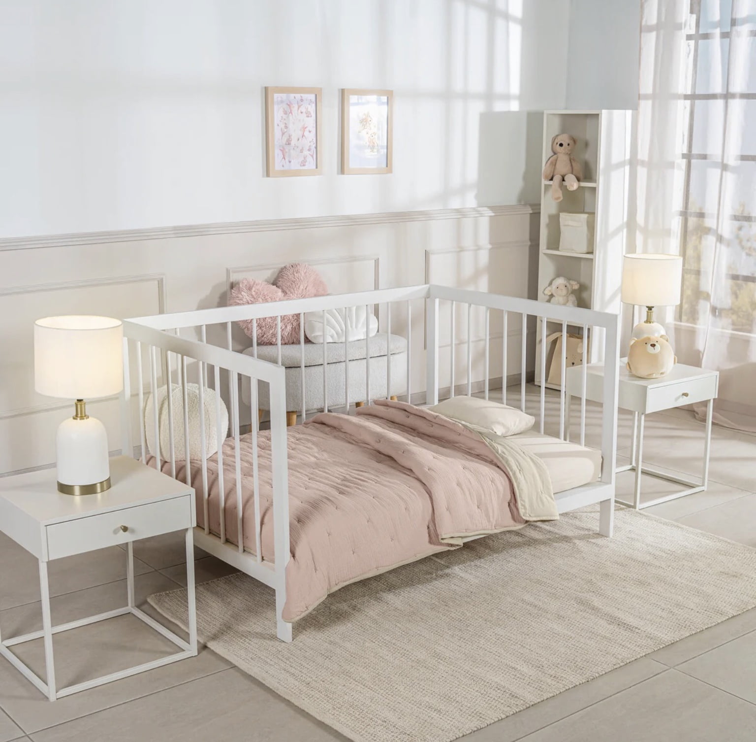 MUSELINA SWEET PINK COLOR BABY GIRLS REVERSIBLE CRIB BEDDING NURSERY 1 PCS 100% COTTON MADE IN MEXICO