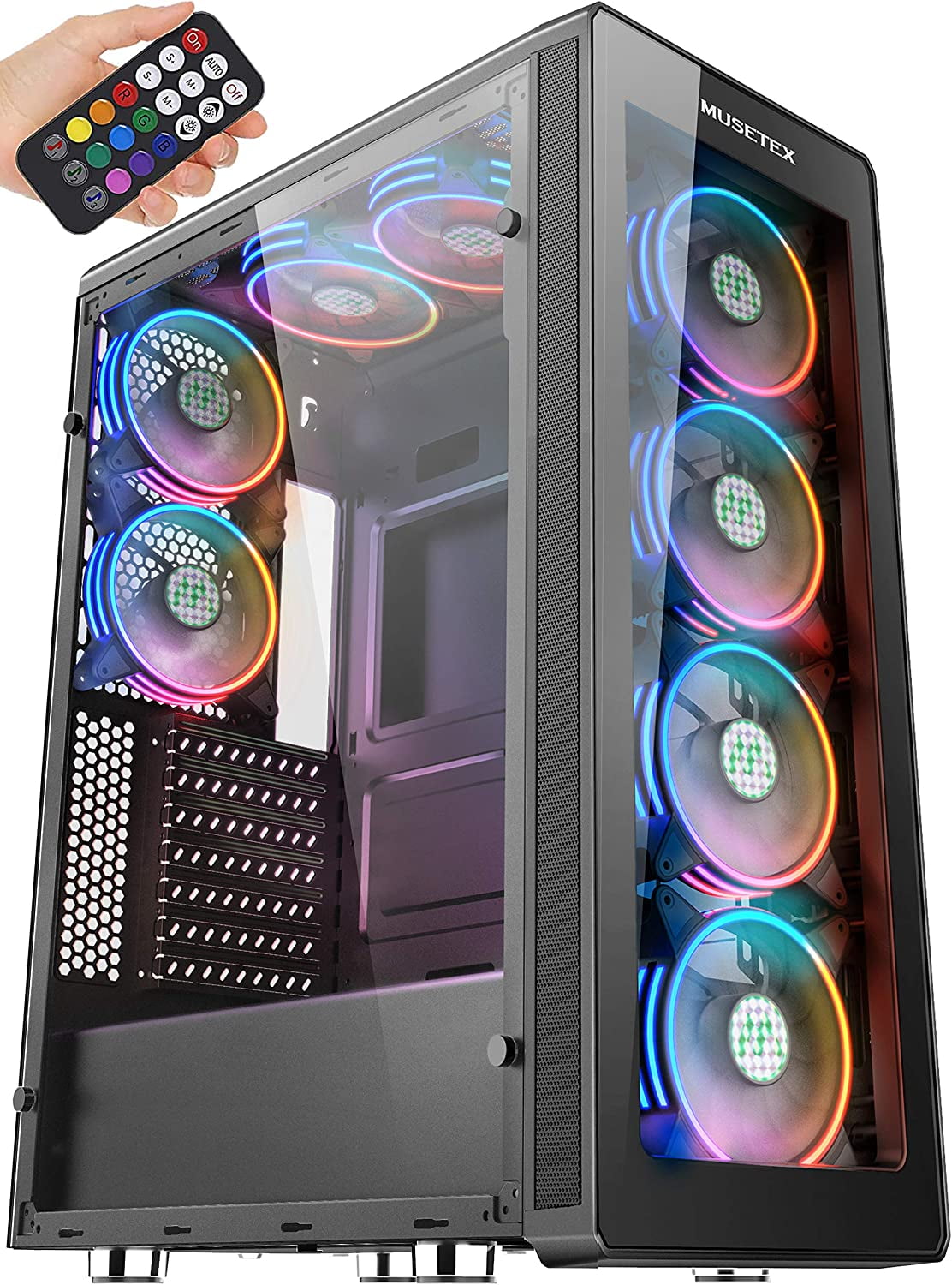 MUSETEX 8 PCS ARGB Fans ATX Mid-Tower Gaming PC Computer MUSETEX 8 PCS ARGB Fans ATX Mid-Tower Gaming PC Computer