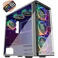 thumbnail image 1 of MUSETEX ATX Mid-Tower Chassis 6 ARGB Fans Pre-Installed USB3.0 with Voice Remote Control & 2 Translucent Tempered Glass Panels, Decent Cable Management Airflow Gaming PC Case Computer Case（907-MS6）, 1 of 7
