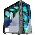 thumbnail image 1 of MUSETEX ATX Mid-Tower Computer Gaming Case with Tempered Glass PC Case Computer Chassis (G05N6-HB), 1 of 5