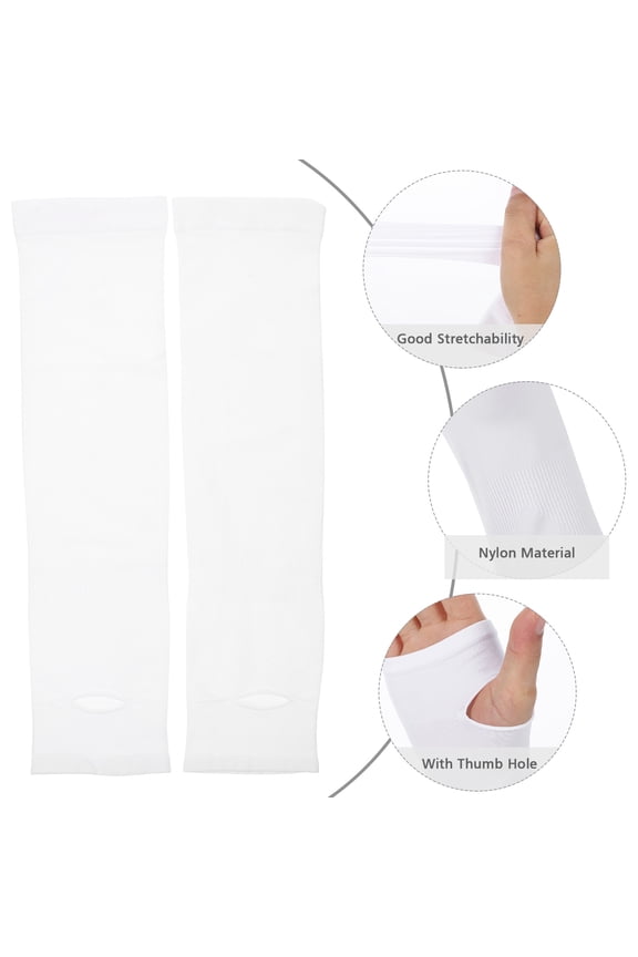 1Pair Nylon White Sun Protection Sleeves for Cycling and Running