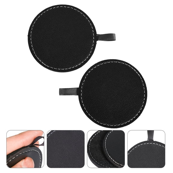 MUSEYA 1 Pair Cups Table Mats Coasters Artificial Leather Simple and Black