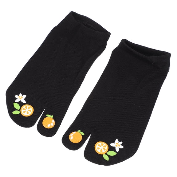OATIPHO  Fashionable Two-Toe Socks Breathable Comfortable Black Cotton