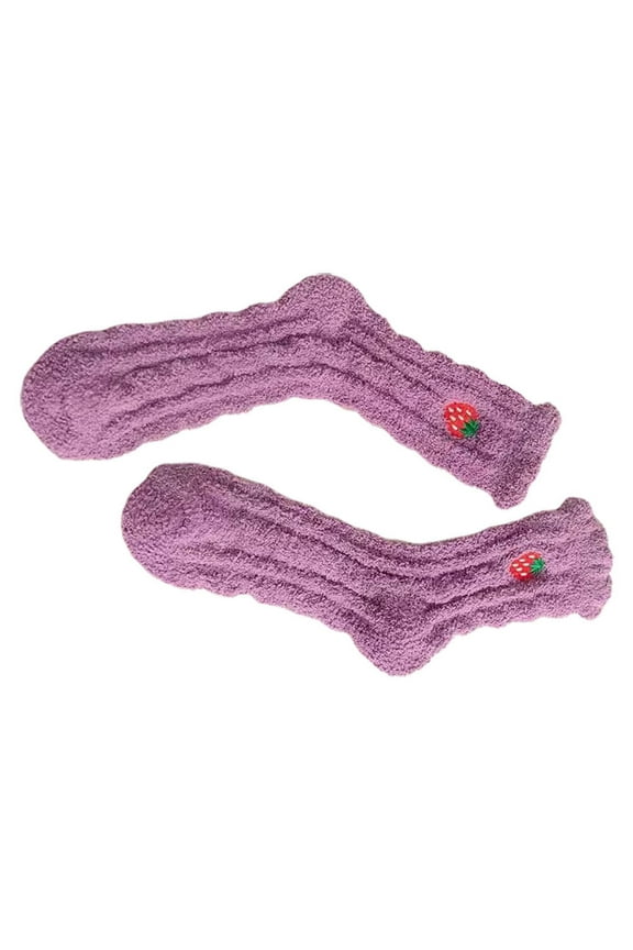 1 Pair of Warm Slipper Socks Cozy Chenille for Indoor Use Women