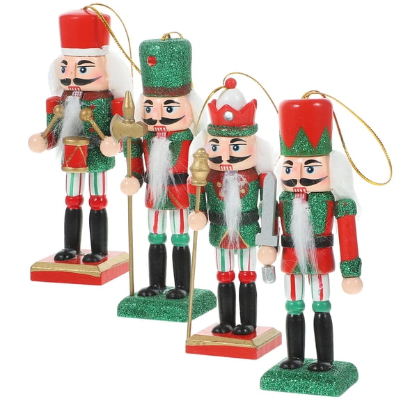 OATIPHO Assorted Color Wooden Nutcracker for Christmas Decor 4Pcs