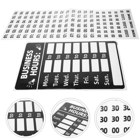 OATIPHO 1Set Business Hours Sign Stickers for Glass Door with Assorted Colors PVC for Shops Cafes Salons