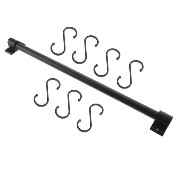 OATIPHO 1Set Wall-Mounted Kitchenware Holder with 7 Black Hooks for Cup and Utensil Storage