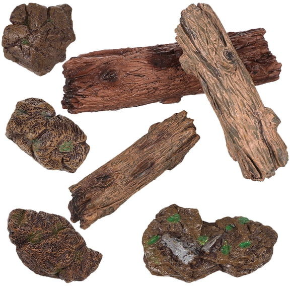 OATIPHO Stone Style Artificial Tree Stump Fake Stone Model Light Brown 1 Set