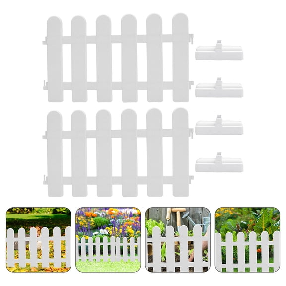 OATIPHO 1Set Durable White PVC Garden Fence Border with Ground Stakes for Outdoor Lawn Decoration