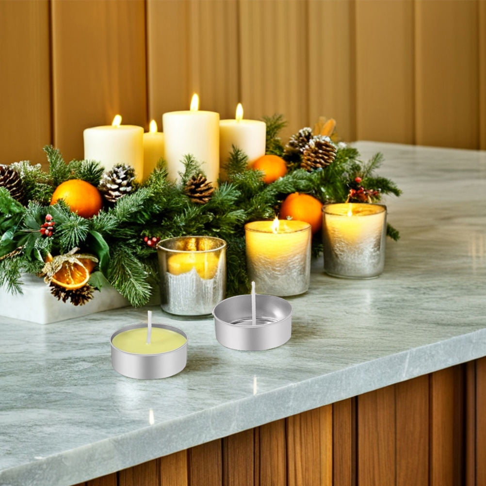 OATIPHO Empty Candle Cups Metal Tea Light Wicks Multi Aluminum 1Set