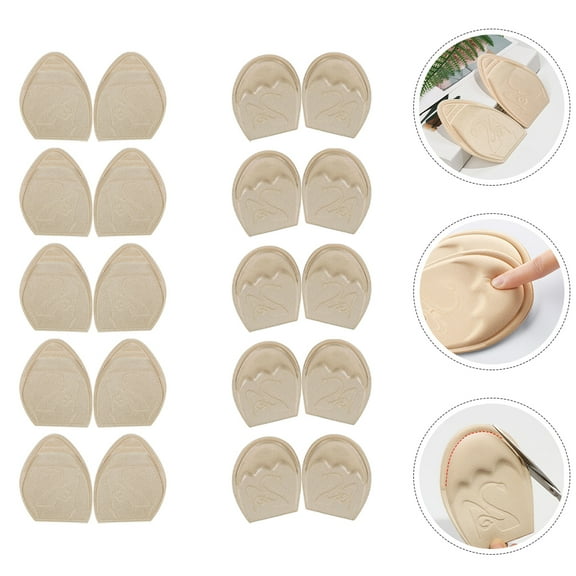 MUSEYA 10 Pairs of Shoe Toe Plug for Women Beige Sponge Forefoot Pads for Stability Improvement