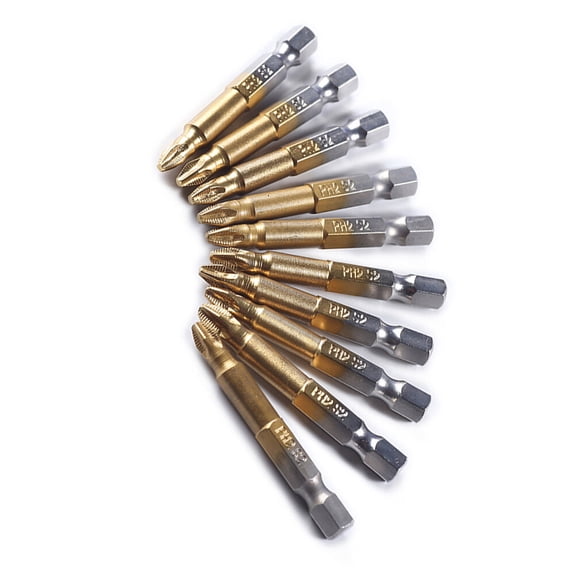OATIPHO 10Pcs Titanium Coated Screwdriver Bits Set Golden Color for Electronic Device Repair