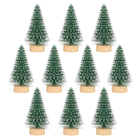 MUSEYA 10 Pcs Mini Snow Frost Trees Miniature Christmas Trees PVC Table for Kids Party