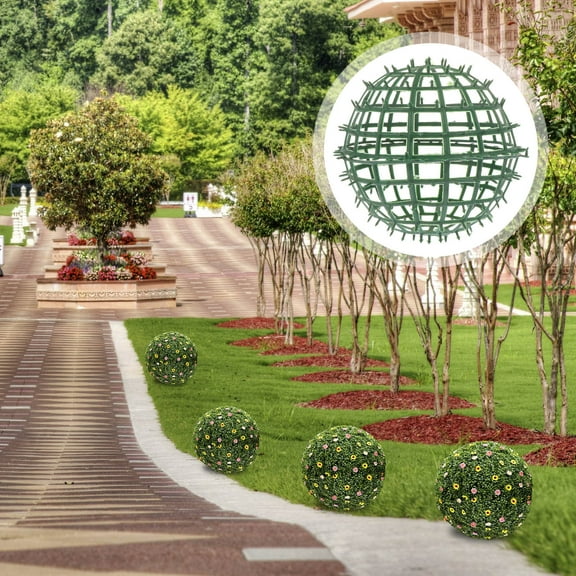 MUSEYA 10 Pcs Topiary Ball Support Cage Plastic Green Decorative Flower Ball Cages Homeowners Bedroom