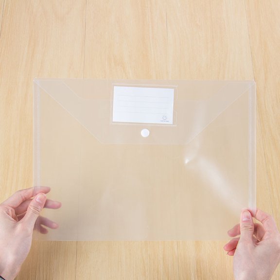 OATIPHO 10Pcs Transparent Office File Folders with Snap Button Document Organizer for Secure File Storage