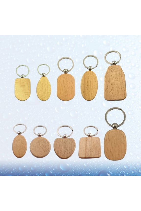 10 Pcs Blank Keyring Wood Assorted Color for Key Recognition and Craft Enthusiasts