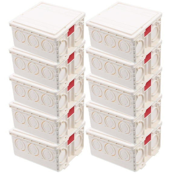 OATIPHO Electric Socket Set Wall Socket Boxes White PVC 10 Sets