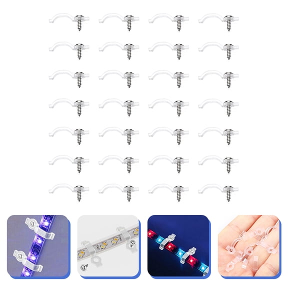 OATIPHO 100Pcs LED ng Light Clip Transparent Outdoor ng Light Buckle with Screws for Secure Mounting