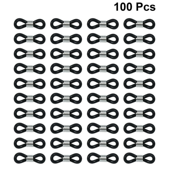 MUSEYA Glasses Chain Attachments Silicone Glasses Chain Ring Black 100pcs Back to School