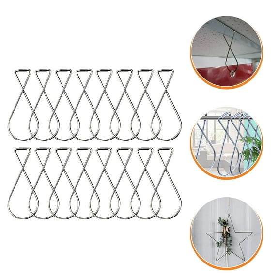 OATIPHO 100Pcs Plated Silver Steel Ceiling Hook Clips Drop Ceiling Hanger Hooks for Home Decorations and Chandeliers