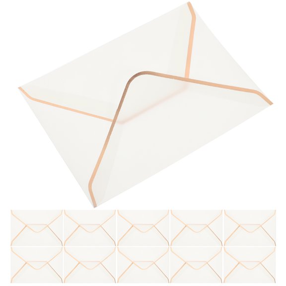 OATIPHO 10Pcs Rose Plated Gold Wedding Invitation Envelopes Smooth Translucent Decorative Letter Envelopes for Cards