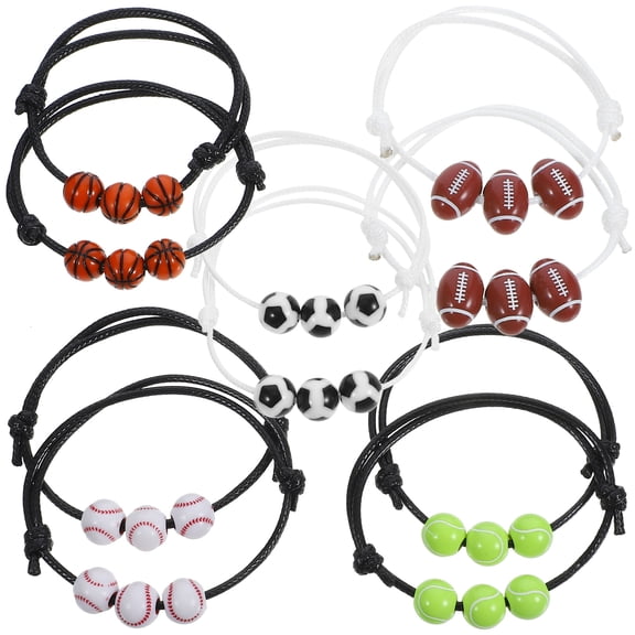 MUSEYA Football Element Bracelet Trendy Bracelet Assorted Color 10Pcs for Fan Gear