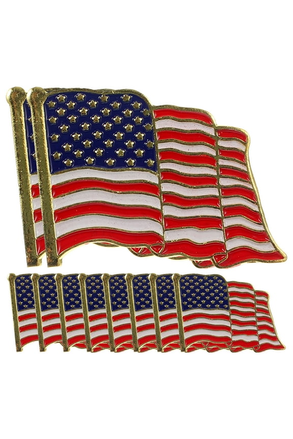 10Pcs Flag Brooch Pins Assorted Colors Creative Fashion Label Pins