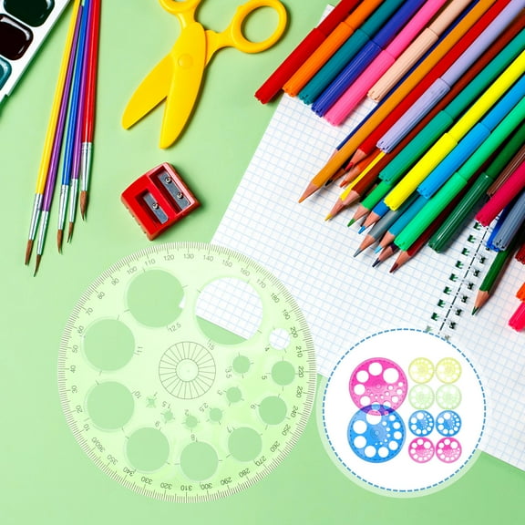 MUSEYA 10Pcs Plastic Circle Protractor Tool Assorted Color Multi Function Geometry Ruler