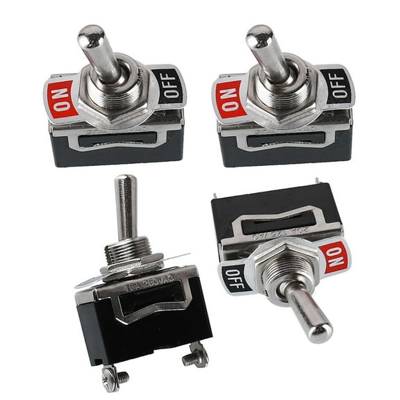 OATIPHO 10Pcs Toggle Switch Metal Set Black 2 Pin Push Button on Off for Circuit Control