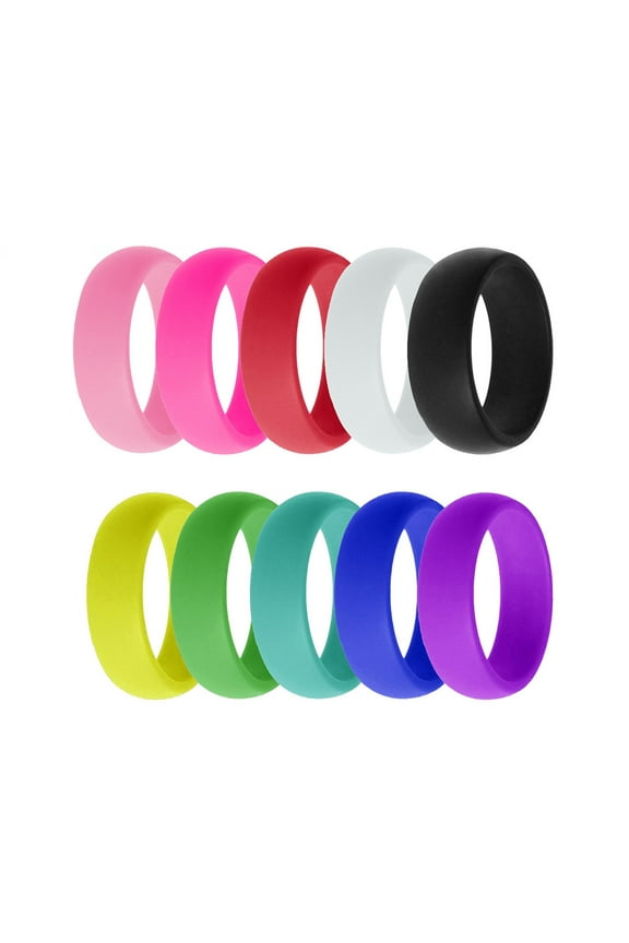 Couples Rings Silicone Bands Candy Color 10pcs