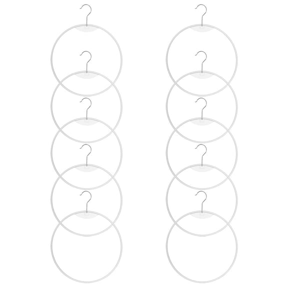 OATIPHO 10Pcs Round Plastic Brief Display Hangers White Multi-Functional Closet Organizer for Home
