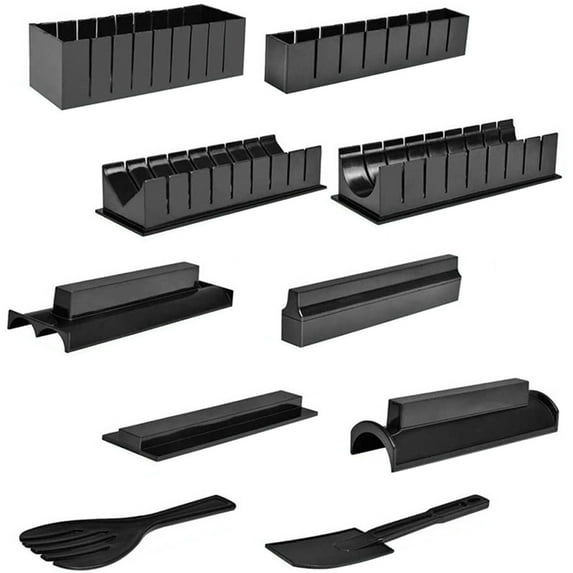 OATIPHO 10Pcs Compact Black Plastic Sushi Pressers Convenient Kitchen Use