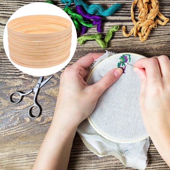 OATIPHO 10pcs Wall Decoration Round Hoop Light Brown Handy Sewing Hoops for Wedding