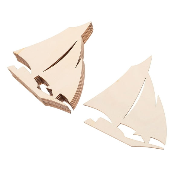 OATIPHO Sailing Boat Toys Sailboat Wooden Cutout Poplar Wood Panel 10Pcs