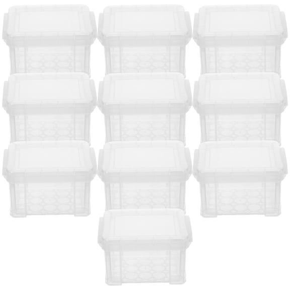 OATIPHO 10Pcs Small Clear Storage Containers with Lids White Durable Plastic Boxes for Home Organization
