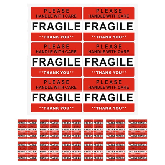 OATIPHO Caution Fragile Stickers Red Adhesive for Glassware Ceramics
