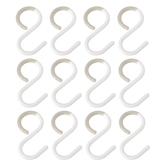 OATIPHO 12Pcs White Plastic S Hooks for Hanging Keys Towels and Clothes Home Bathroom Kitchen Use