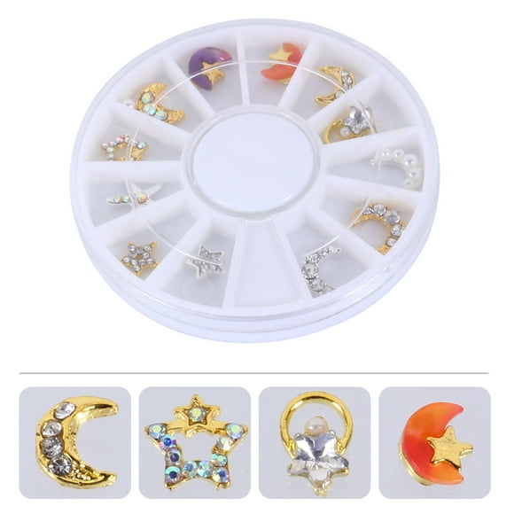 MUSEYA 12Pcs Small Nail Gems Moon Shape for Nail Enhancement and Craft Projects