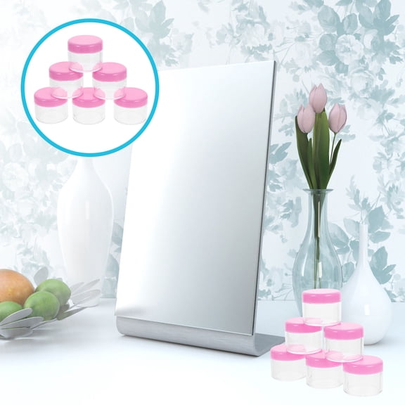 OATIPHO Compact Pink Plastic Cosmetic Jars for Travel and Storage 12Pcs
