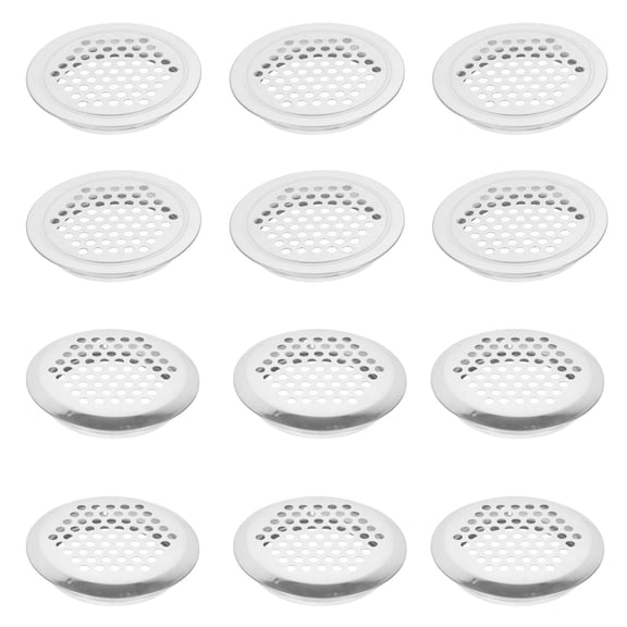 OATIPHO 12pcs Silver Circular Exhaust Vent Cover for Dustproof Cabinet Use