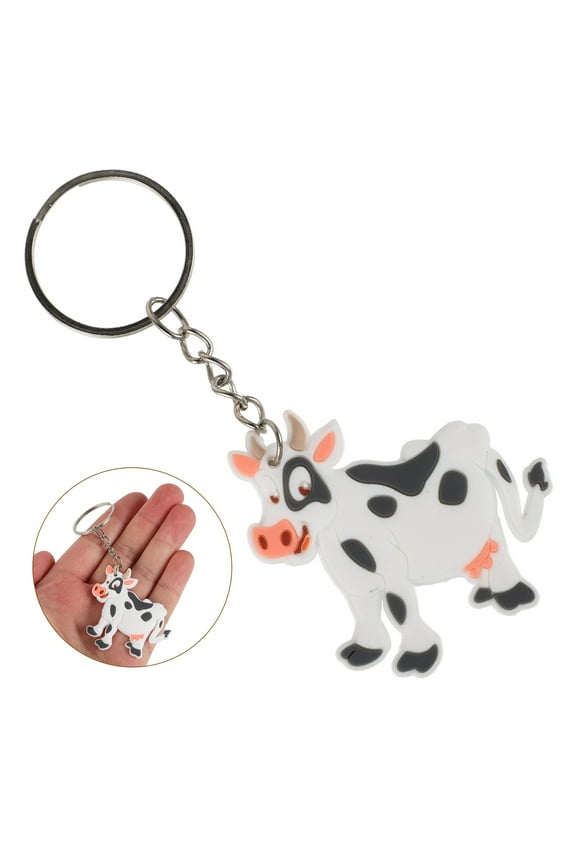 12Pcs Cow Keyring Animal Charm Small Portable White Pendant Stylish Bag Decoration