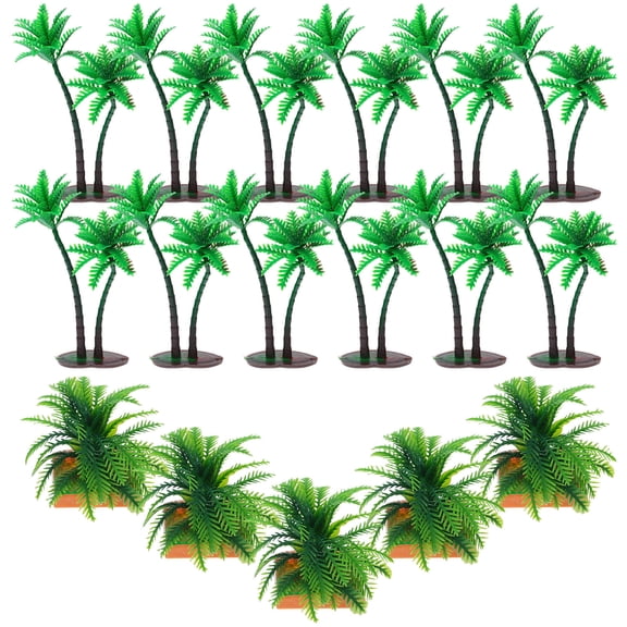 OATIPHO Coconut Tree Decor Green PVC DIY Ocean Beach Landscape 15Pcs