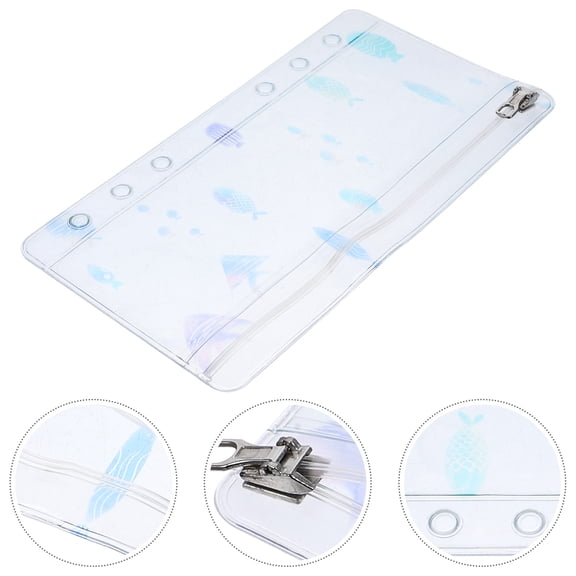 OATIPHO White PVC Binder Zipper Pouch for Loose Leaf Notepad Document Storage