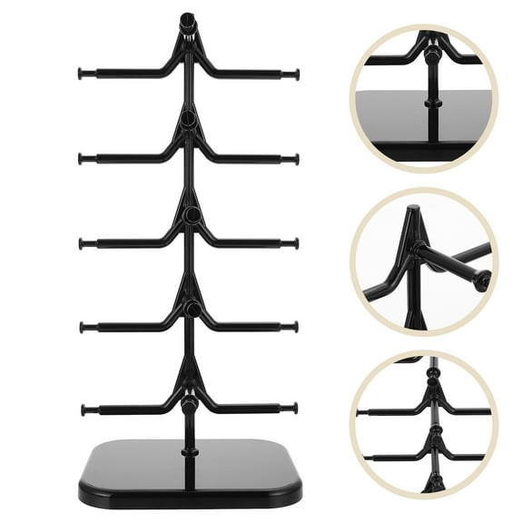 OATIPHO Multi Tier Black Plastic Glasses Stand for Organizing Sunglasses and Eyewear